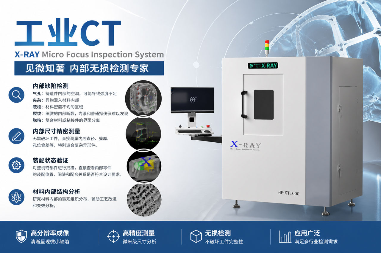 Industrial CT equipment, nondestructive testing, internal defect detection of components, X-ray CT inspection, casting defect detection